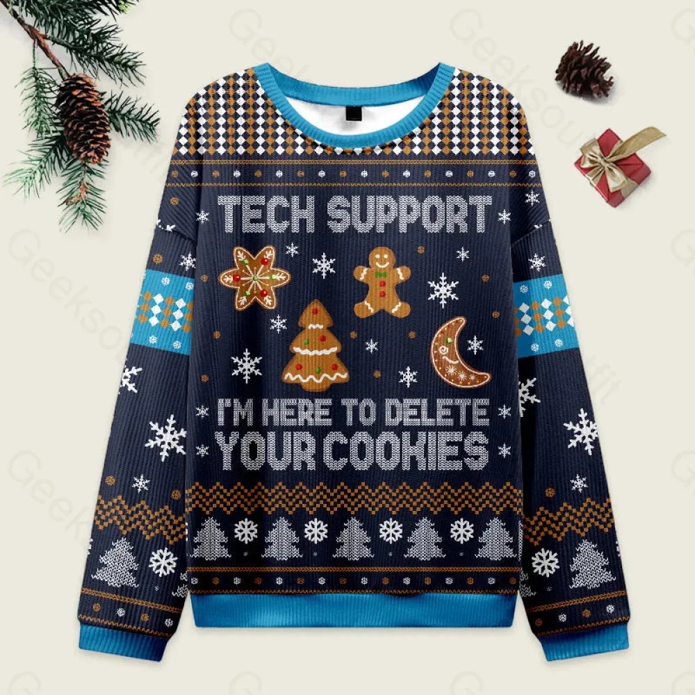 [FINAL CLEARANCE] Tech Support Computer Programmer Blue Ugly Christmas Sweatshirts