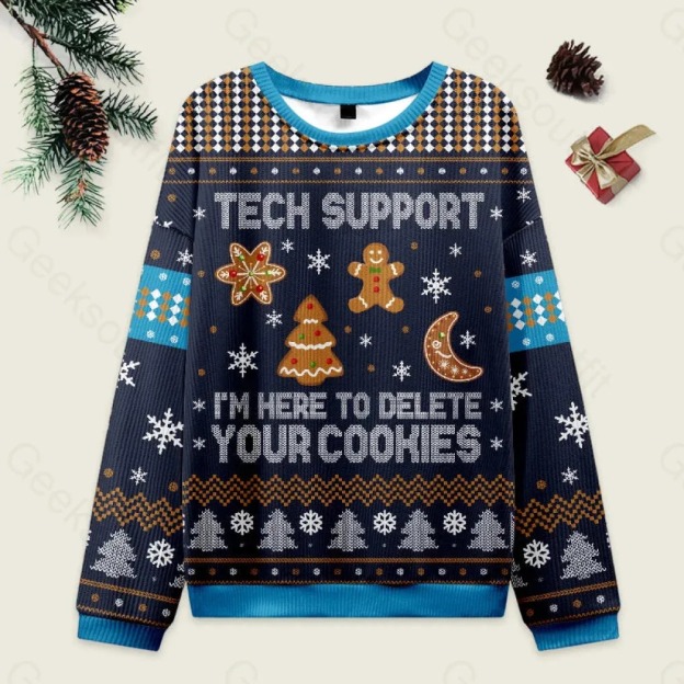 [FINAL CLEARANCE] Tech Support Computer Programmer Blue Ugly Christmas Sweatshirts