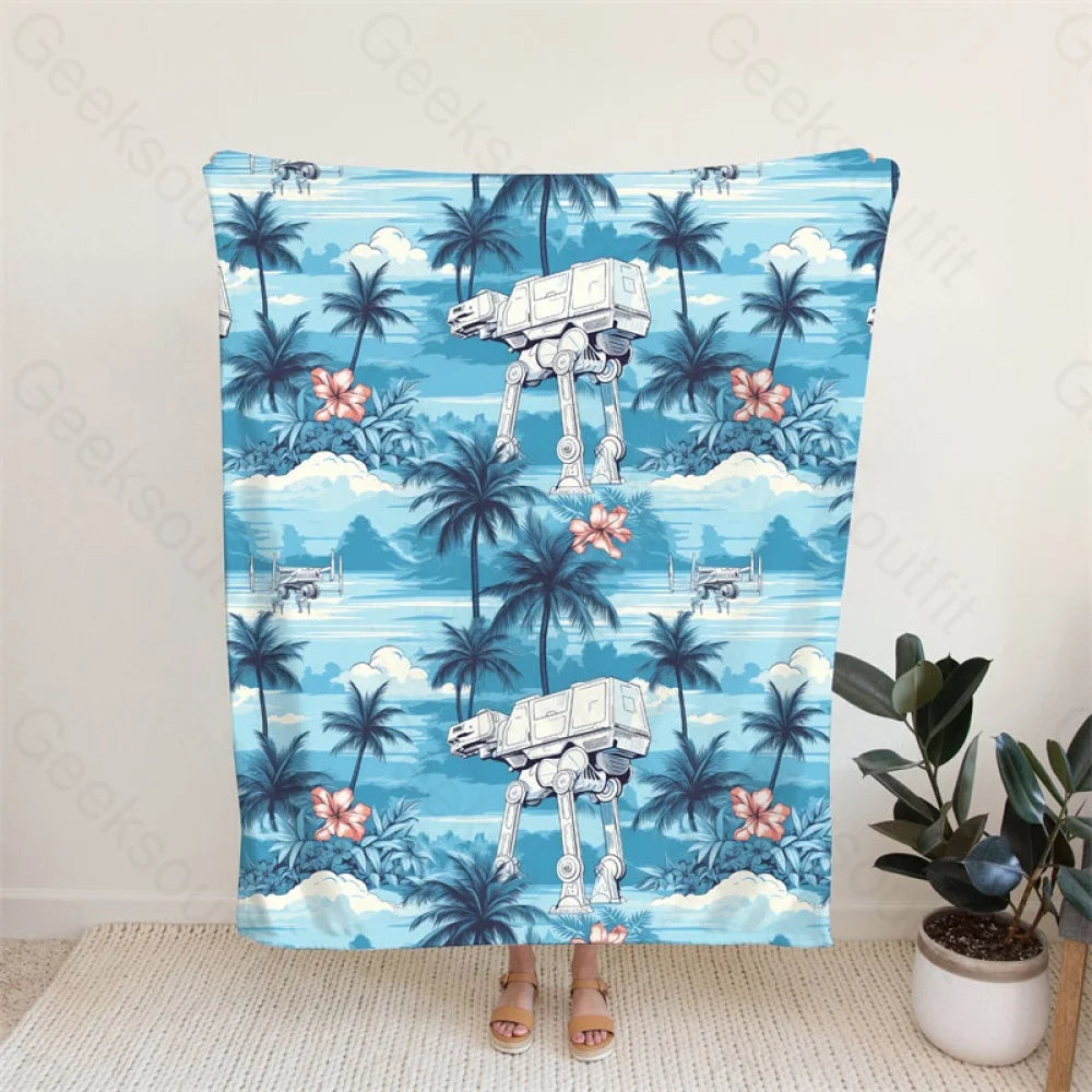 Imperial Walker Blue Hawaiian Beach Flannel Blanket