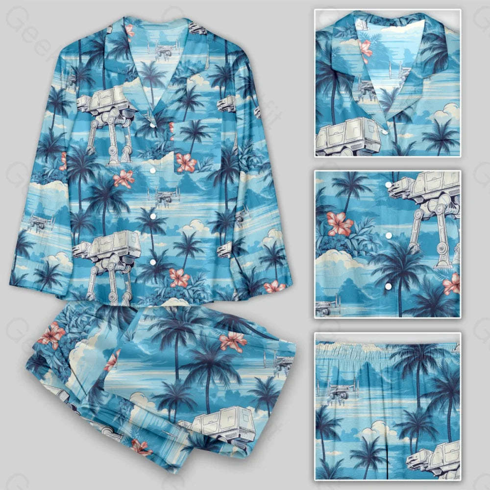 AT-AT Blue Hawaiian Beach Pajamas Set - Geeksoutfit