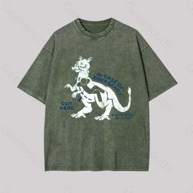 In Case Of Emergency Geek Washed T-Shirt Armygreen / S
