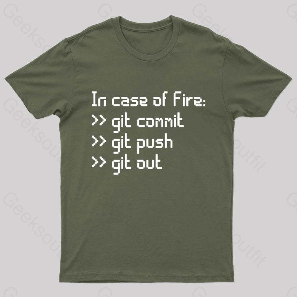In Case Of Fire Nerd T-Shirt Army Green / S