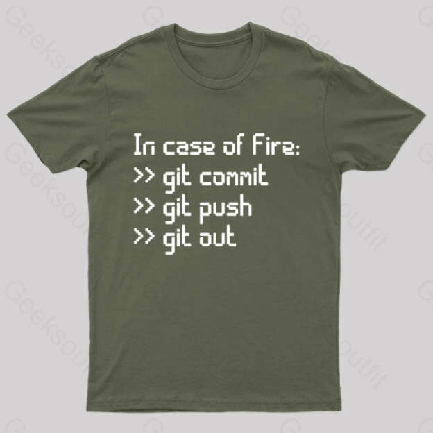 In Case Of Fire Nerd T-Shirt Army Green / S
