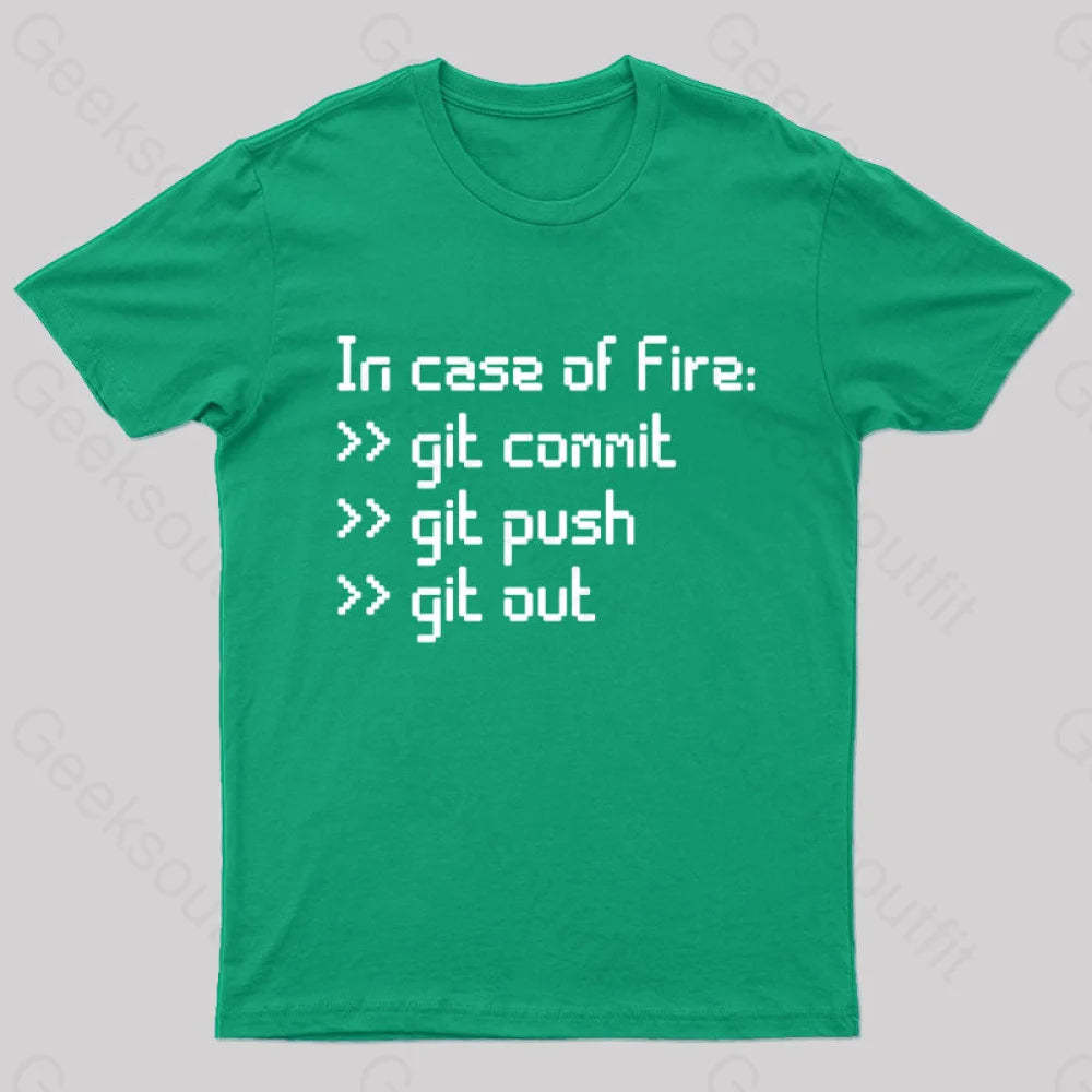 In Case Of Fire Nerd T-Shirt Green / S