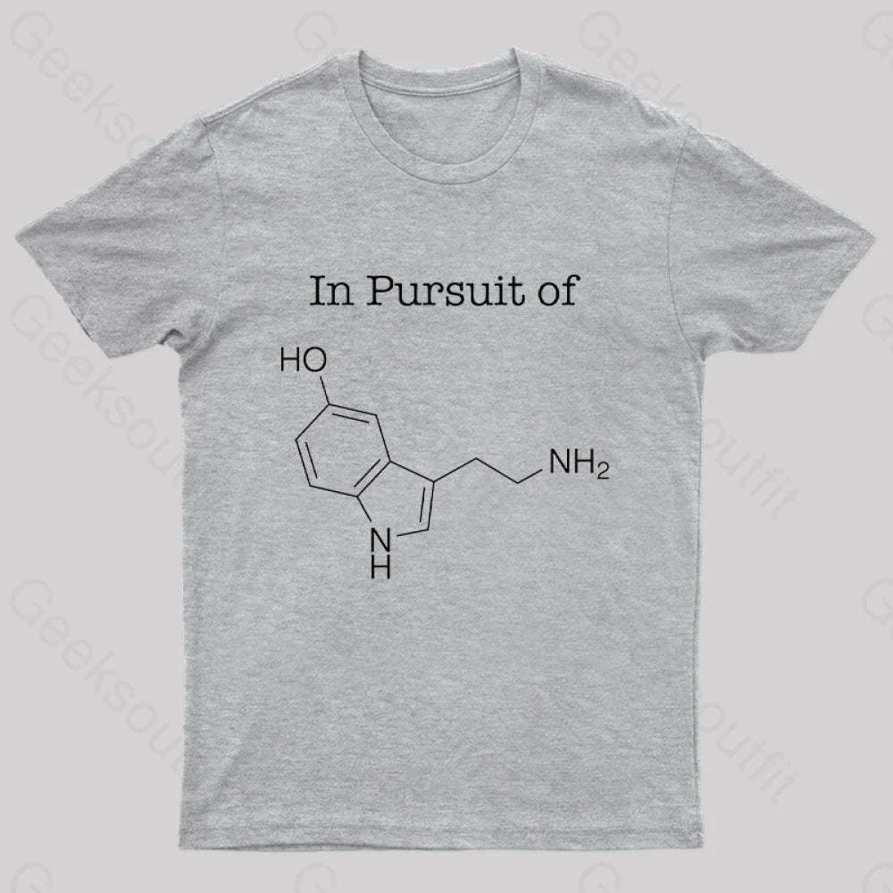 In Pursuit Of Serotonin Happiness Geek T-Shirt Grey / S