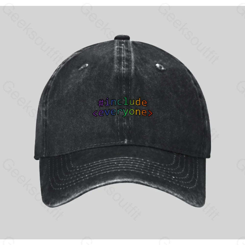 Include Everyone Washed Vintage Baseball Cap Black