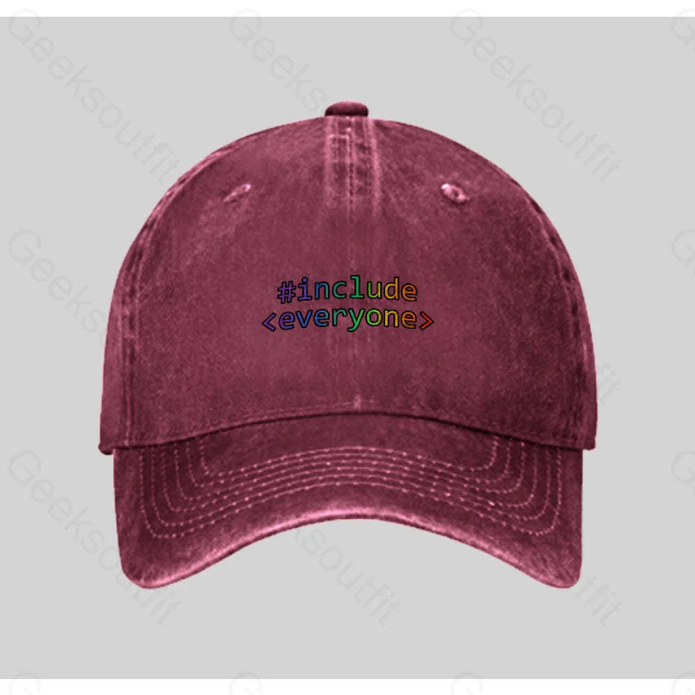 Include Everyone Washed Vintage Baseball Cap Red