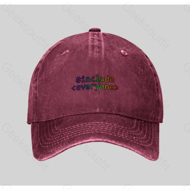 Include Everyone Washed Vintage Baseball Cap Red