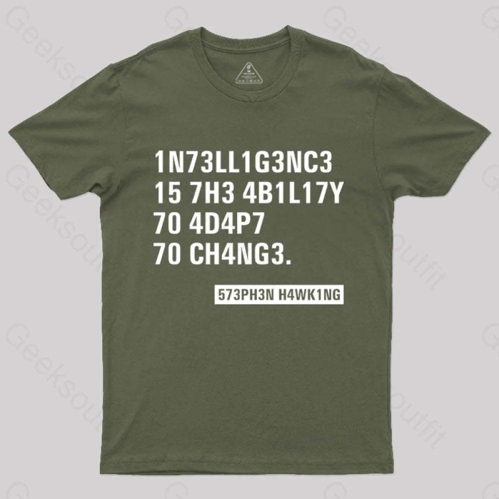 Geeksoutfit Intelligence - Stephen Hawking Science Geek T-Shirt