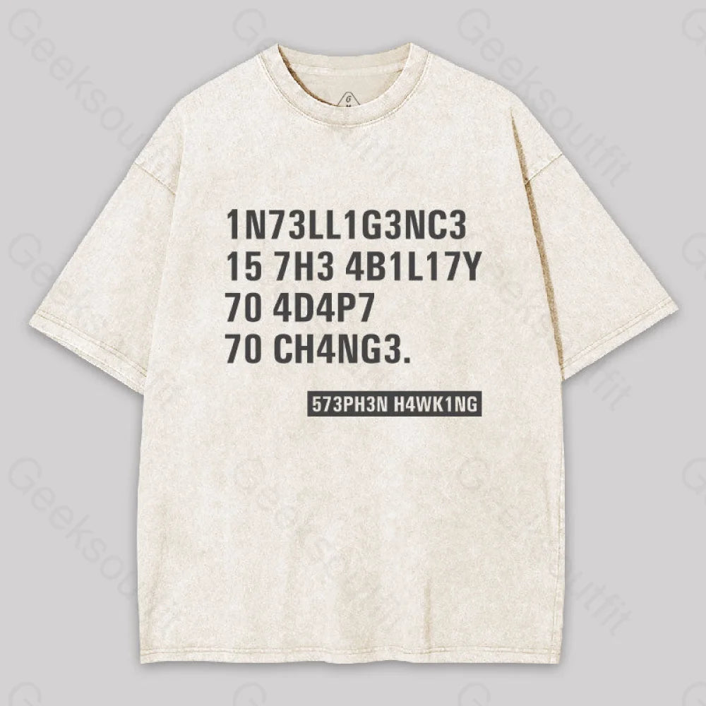 Intelligence - Stephen Hawking Washed T-Shirt Apricot / S