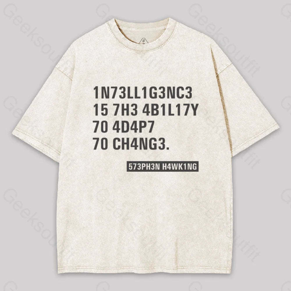 Intelligence - Stephen Hawking Washed T-Shirt Apricot / S