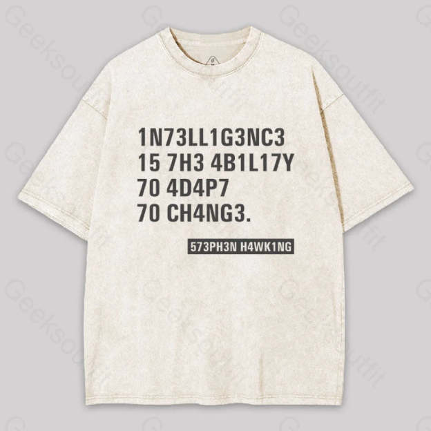Intelligence - Stephen Hawking Washed T-Shirt Apricot / S