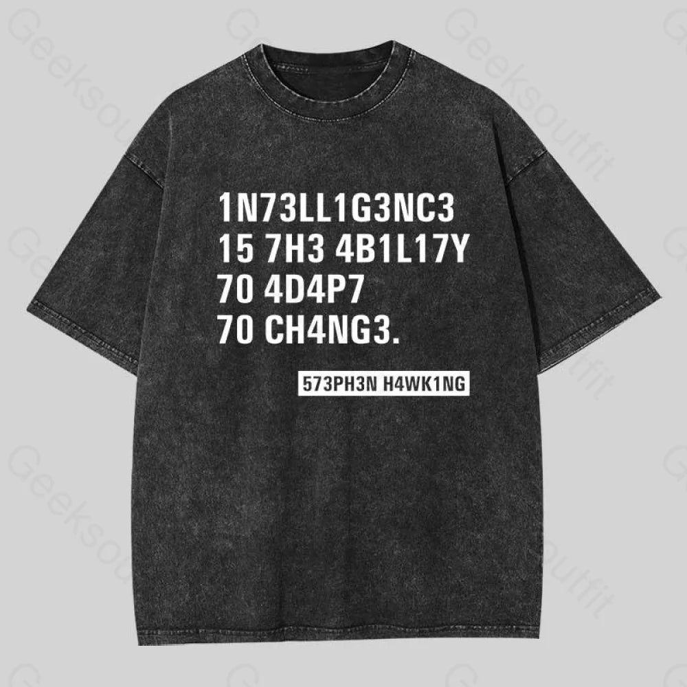 Intelligence - Stephen Hawking Washed T-Shirt Black / S