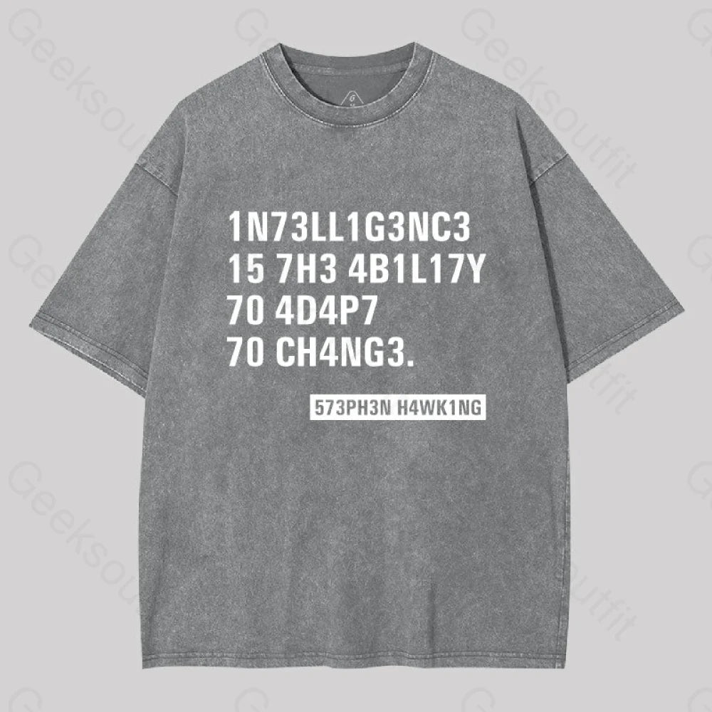 Intelligence - Stephen Hawking Washed T-Shirt Grey / S