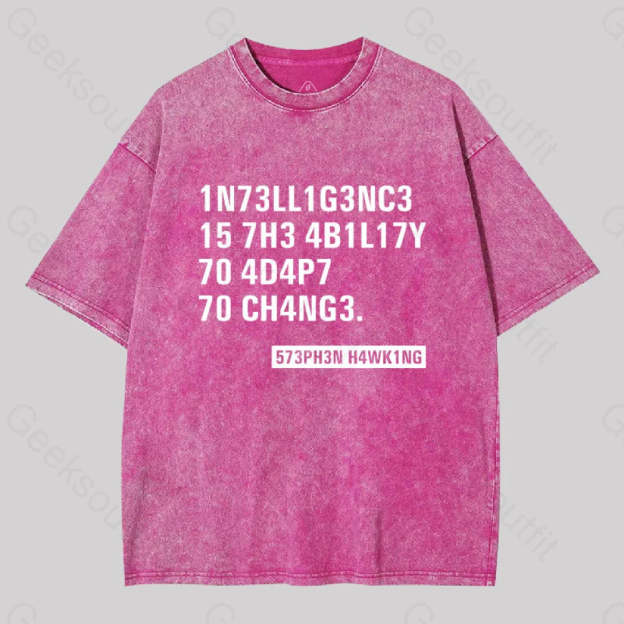 Intelligence - Stephen Hawking Washed T-Shirt Rose Red / S
