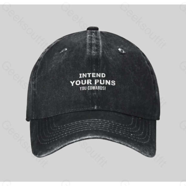 Intend Your Puns Washed Vintage Baseball Cap Black