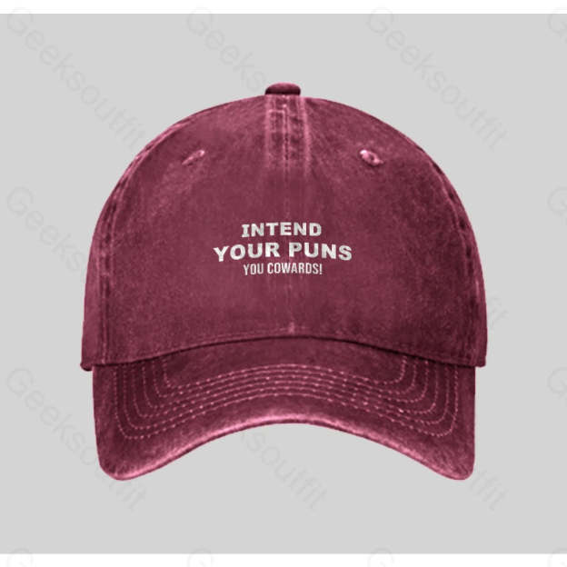 Intend Your Puns Washed Vintage Baseball Cap Red