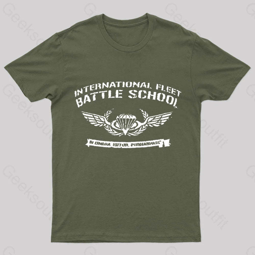 International Fleet Battle School Geek T-Shirt Army Green / S