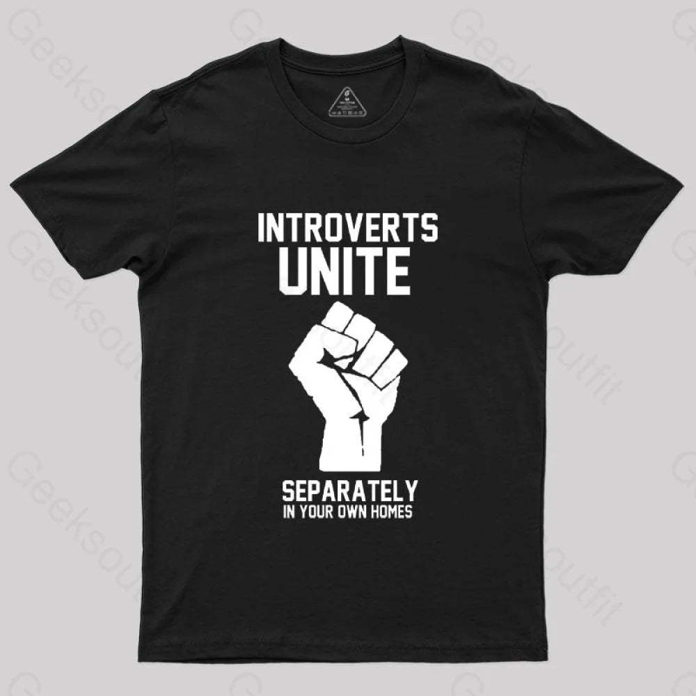 Introverts Unite Geek T-Shirt Black / S