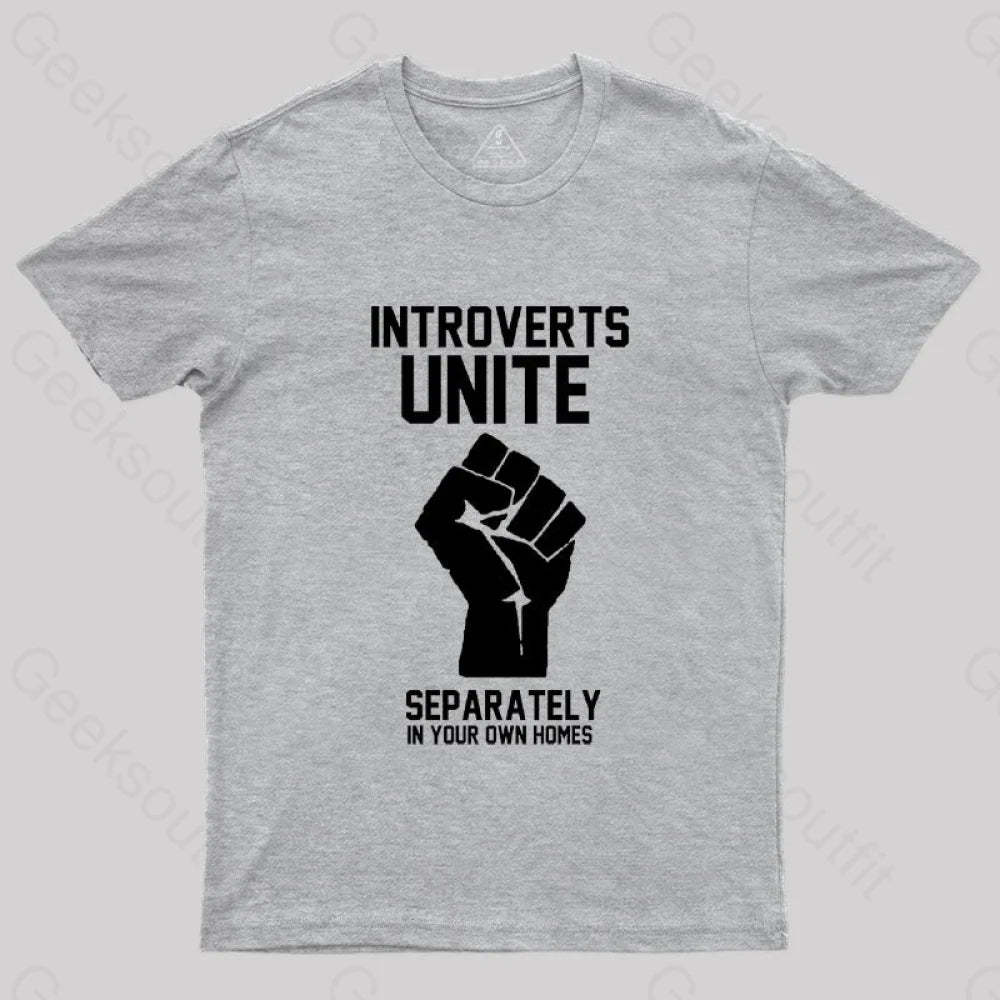 Introverts Unite Geek T-Shirt Grey / S