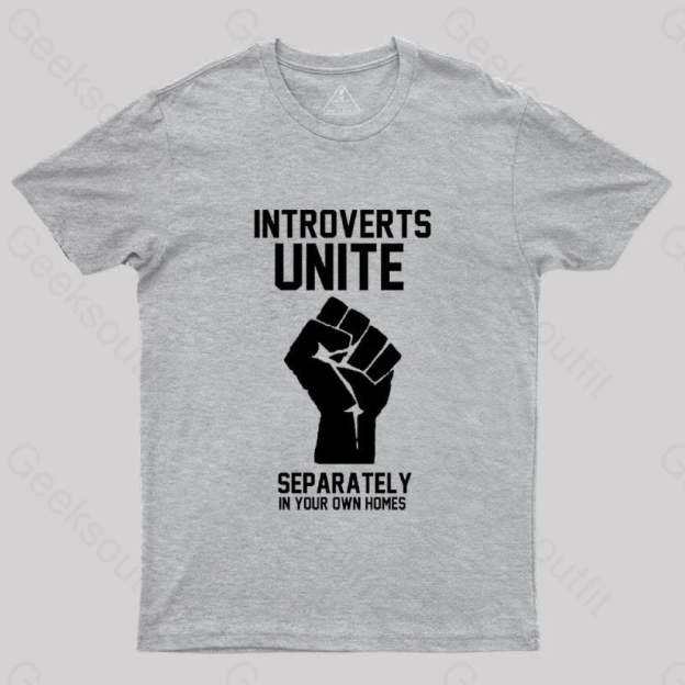 Introverts Unite Geek T-Shirt Grey / S