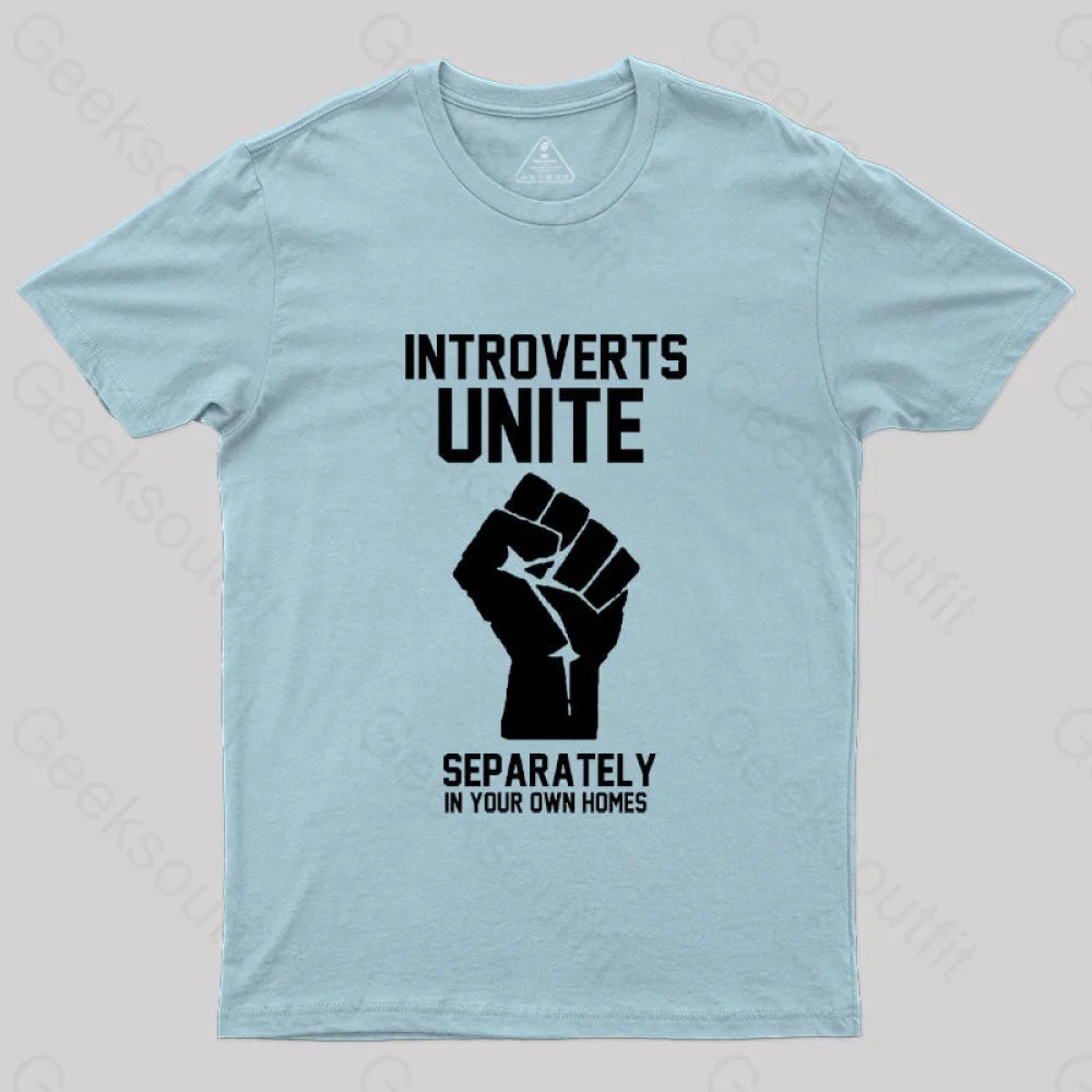 Introverts Unite Geek T-Shirt Light Blue / S