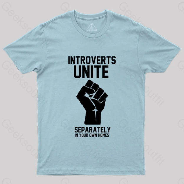 Introverts Unite Geek T-Shirt Light Blue / S