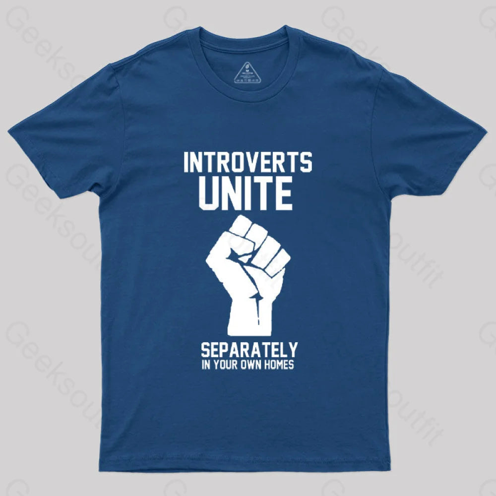 Introverts Unite Geek T-Shirt Navy / S