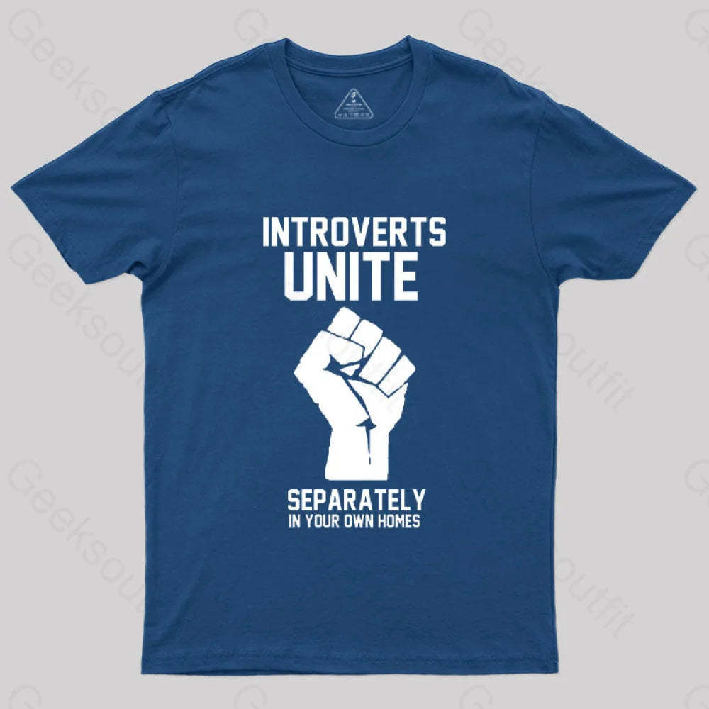 Introverts Unite Geek T-Shirt Navy / S