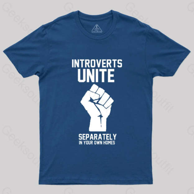 Introverts Unite Geek T-Shirt Navy / S
