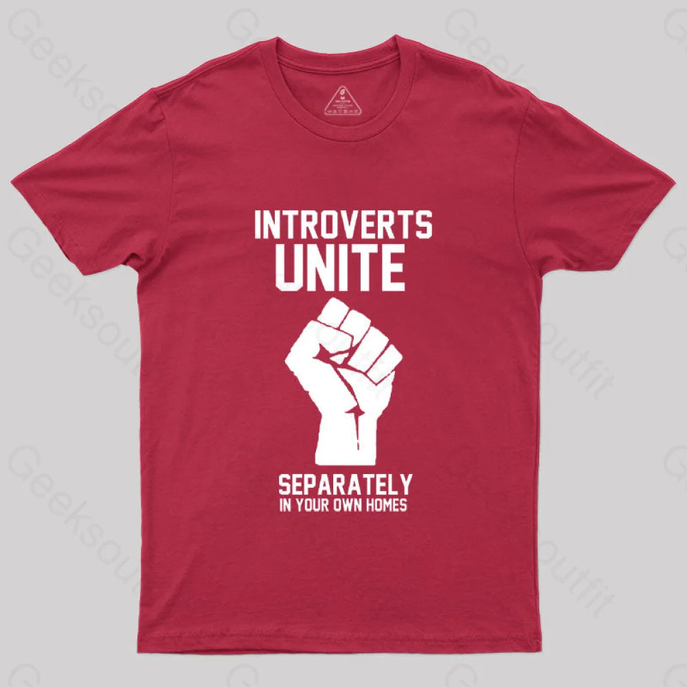 Introverts Unite Geek T-Shirt Red / S