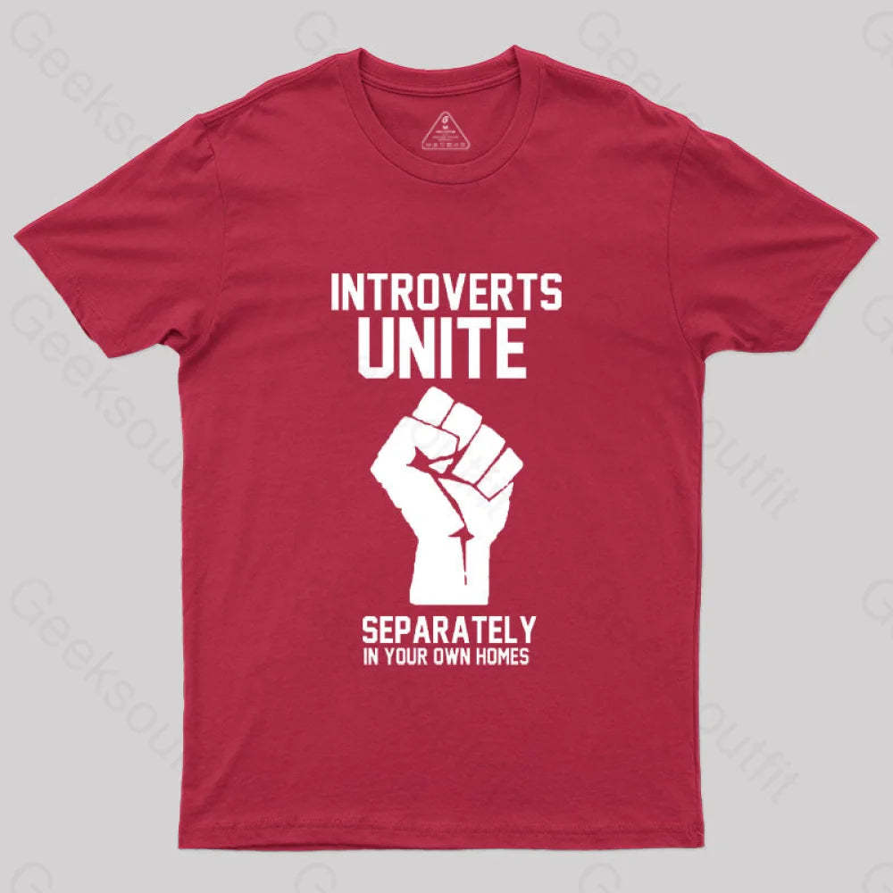 Introverts Unite Geek T-Shirt Red / S