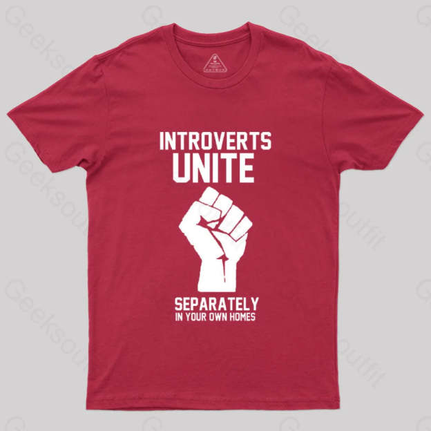 Introverts Unite Geek T-Shirt Red / S