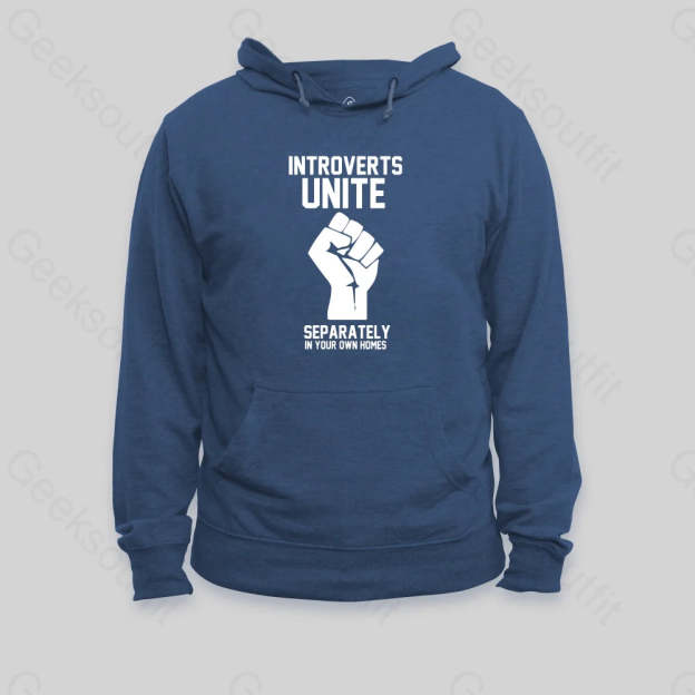 Introverts Unite Hoodie Dark Blue / S