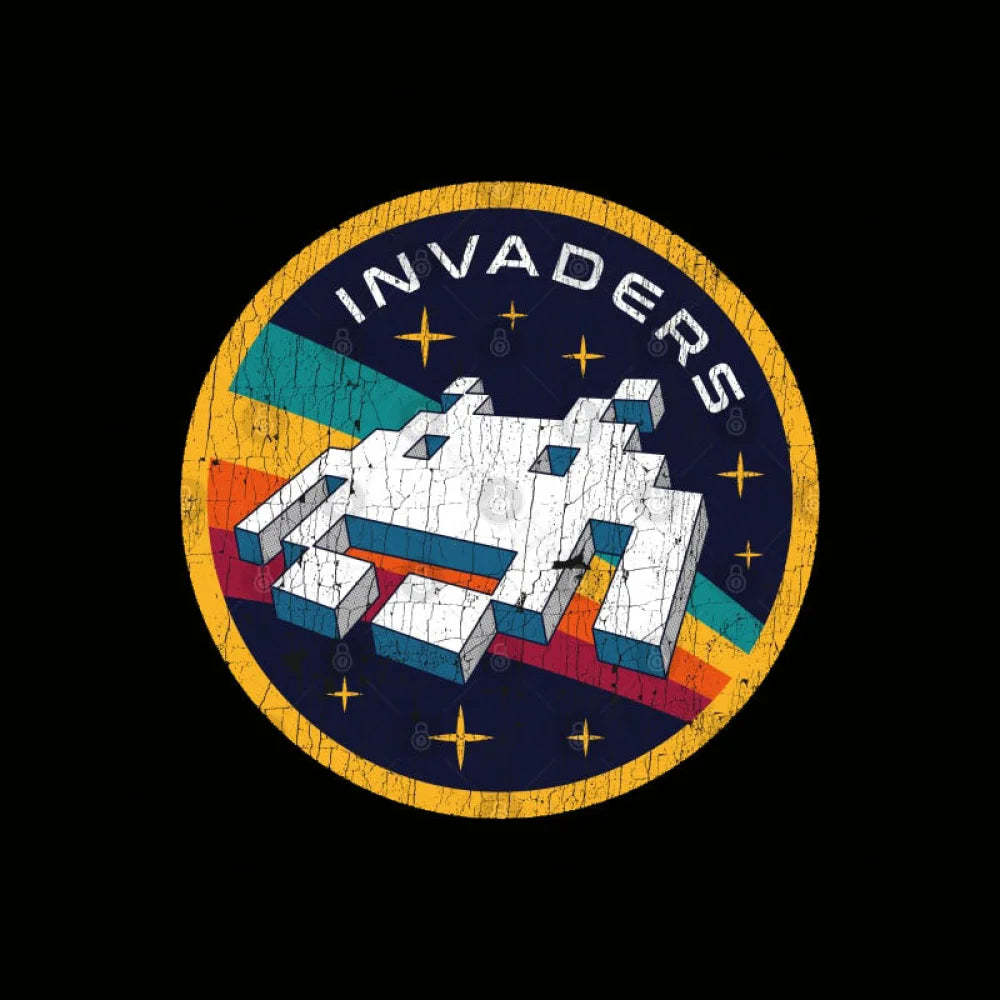 Invaders Video Game Space Patch Nerd T-Shirt