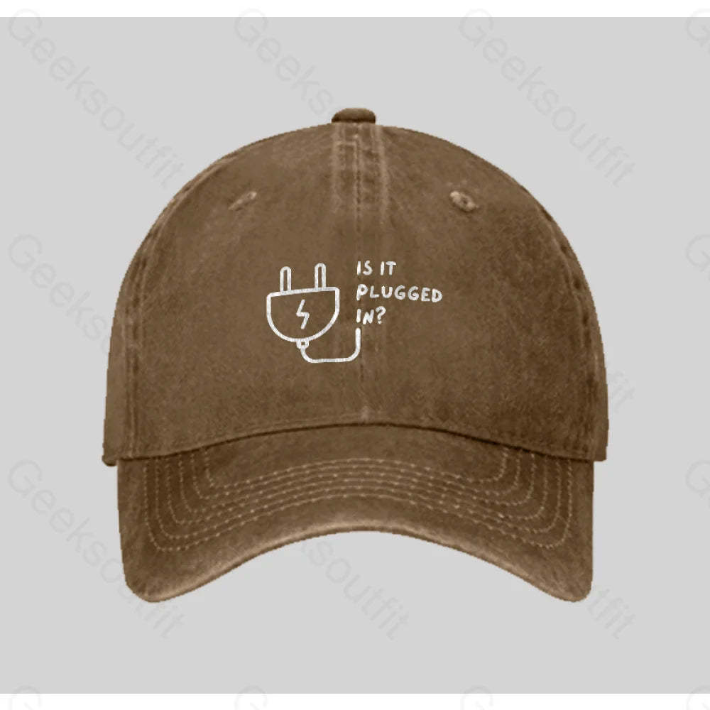 Is It Plugged In Washed Vintage Baseball Cap Natural