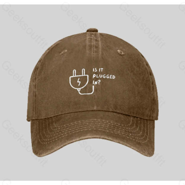 Is It Plugged In Washed Vintage Baseball Cap Natural
