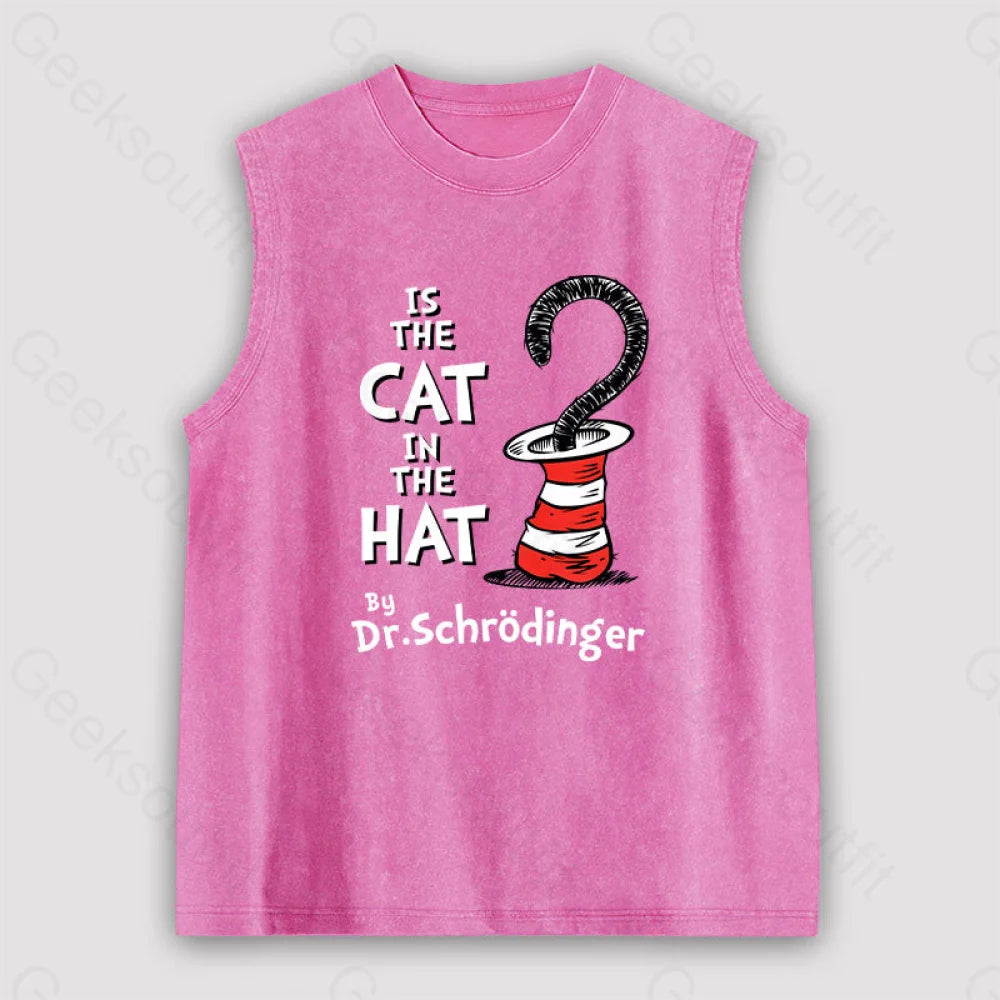 Is The Cat In Hat Unisex Washed Tank Pink / S