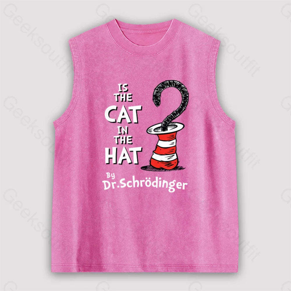 Is The Cat In Hat Unisex Washed Tank Pink / S