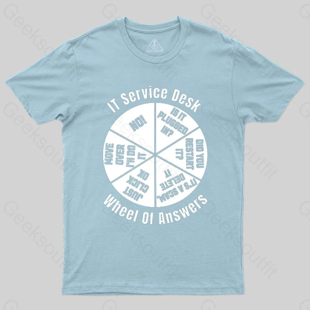 It Service Desk Wheel Of Answer Nerd T-Shirt Light Blue / S