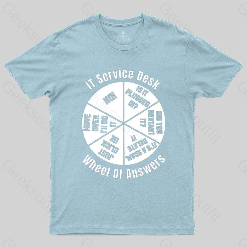 It Service Desk Wheel Of Answer Nerd T-Shirt Light Blue / S