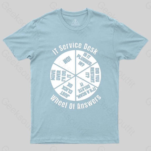 It Service Desk Wheel Of Answer Nerd T-Shirt Light Blue / S