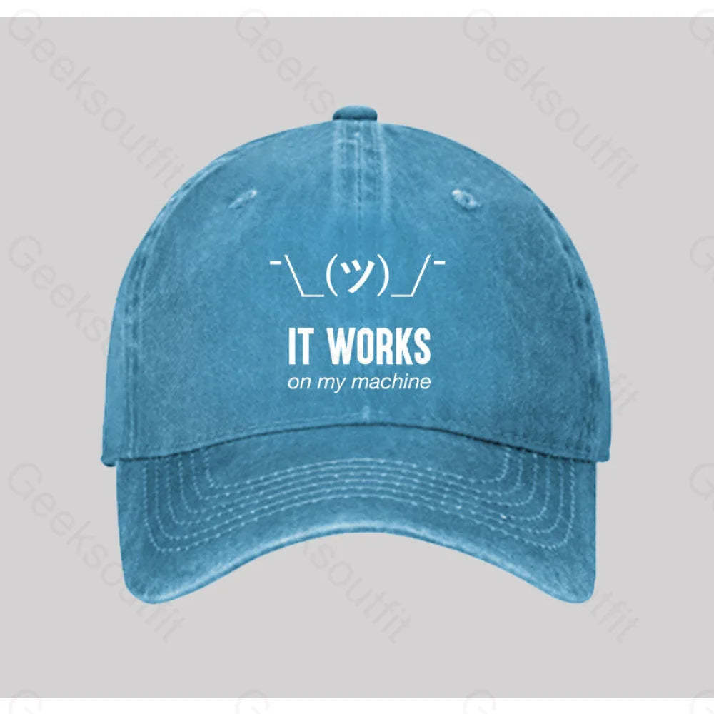 It Works On My Machine Washed Vintage Baseball Cap Blue