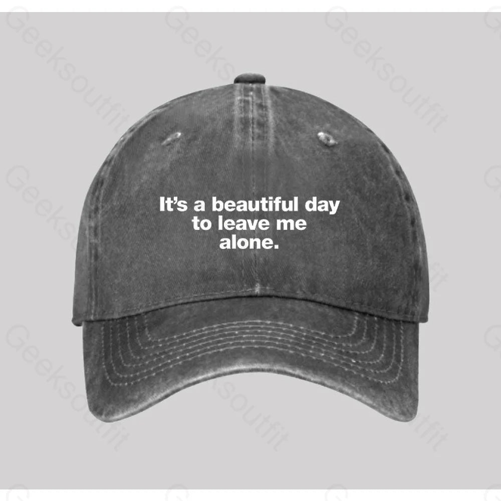 It¡¯s A Beautiful Day To Leave Me Alone Washed Vintage Baseball Cap Grey