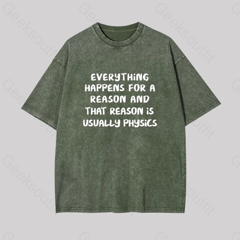 It?��s All About Physics Geek Washed T-Shirt Armygreen / S