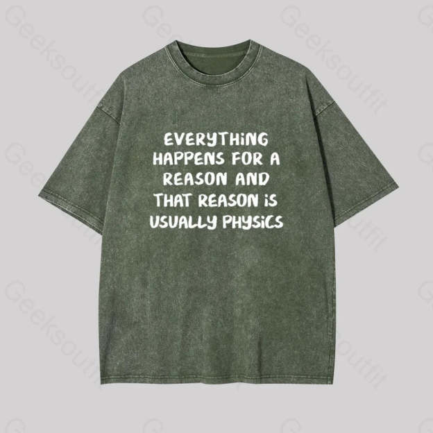It?��s All About Physics Geek Washed T-Shirt Armygreen / S