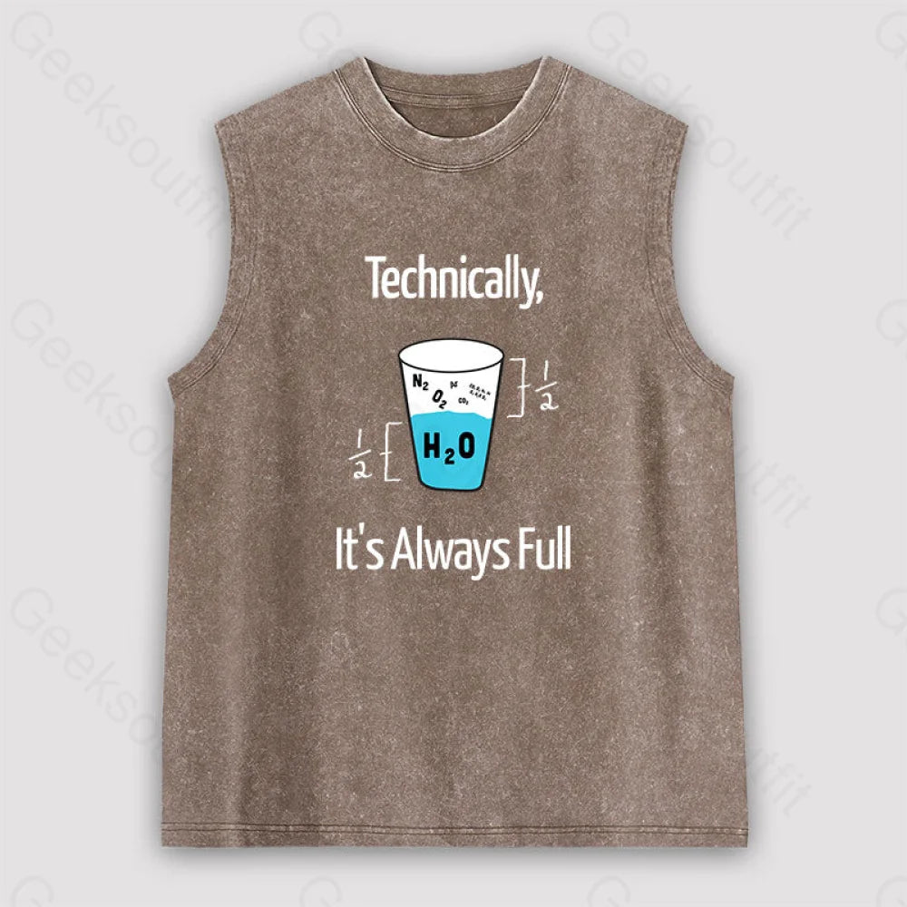 It’s Always Full Science Unisex Washed Tank Brown / S