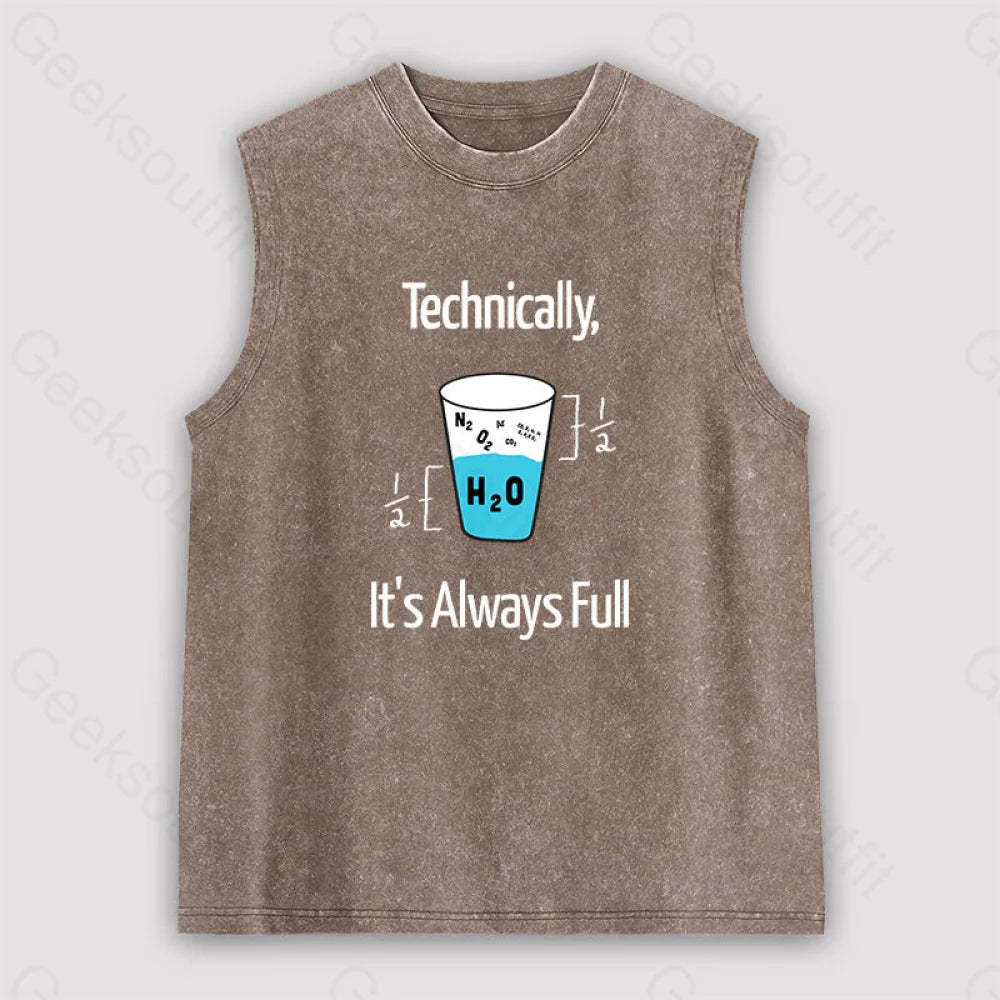It’s Always Full Science Unisex Washed Tank Brown / S
