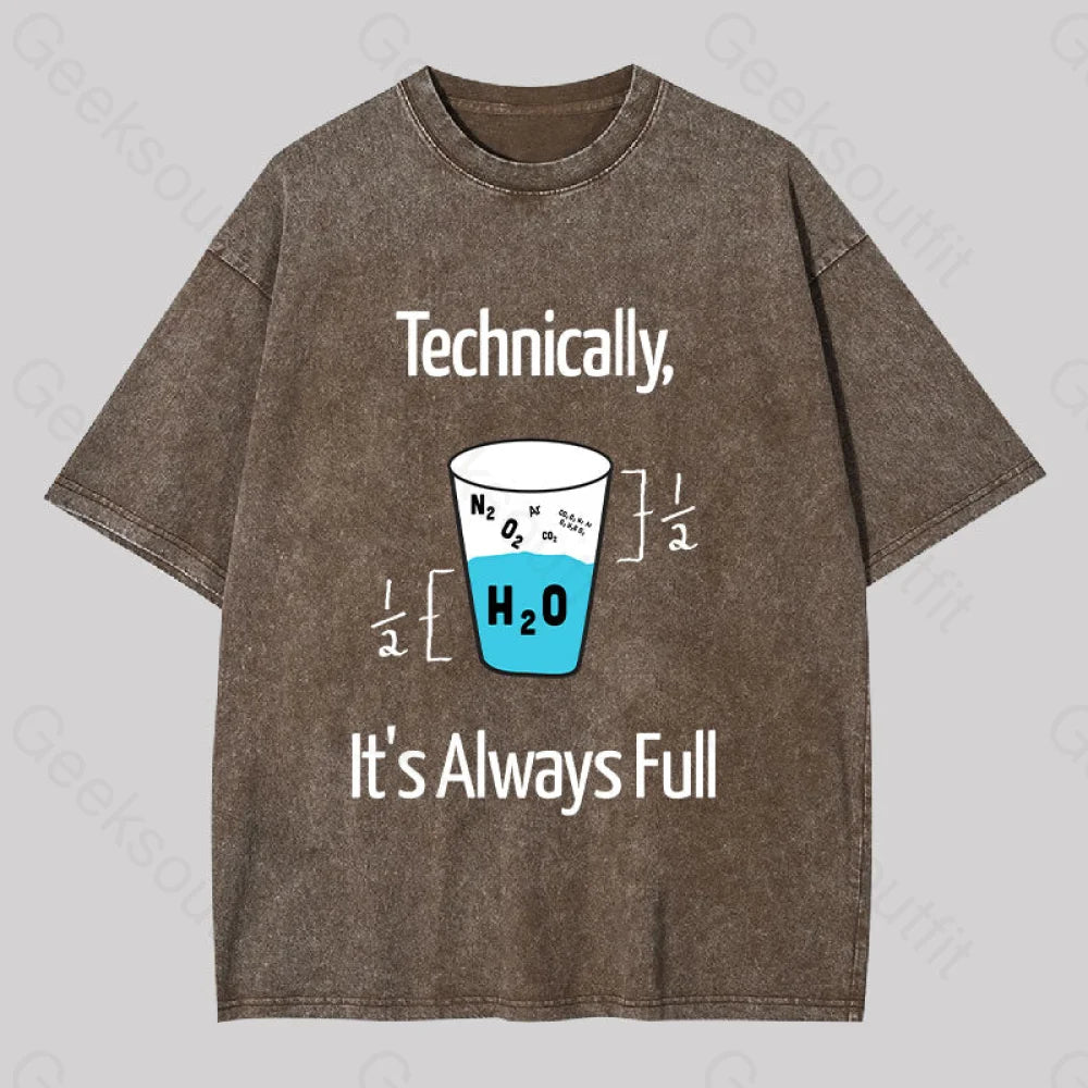 It?��s Always Full Science Washed T-Shirt Coffee / S