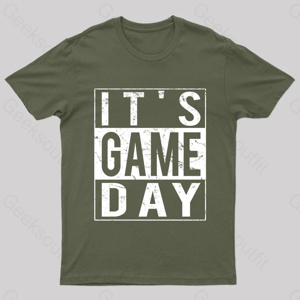 It’s Game-Day Nerd T-Shirt Army Green / S
